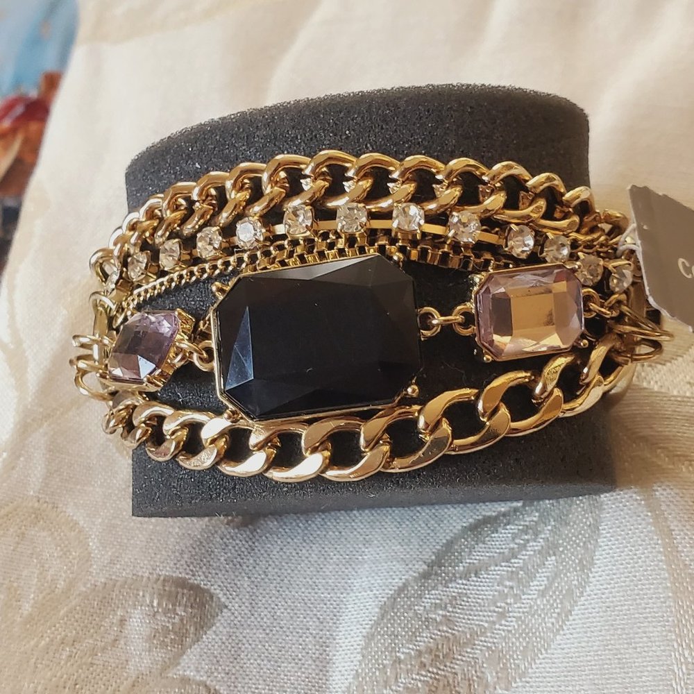 Crystal Luxe Gold Snap Bracelet